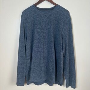 Free Country Long Sleeve Shirt Mens XL Blue Heather Stretch Crewneck